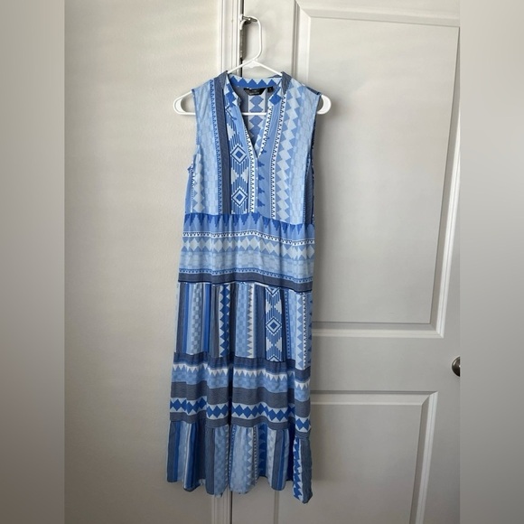 Mlle Gabrielle Blue Geometric Maxi Dress - Picture 1 of 7